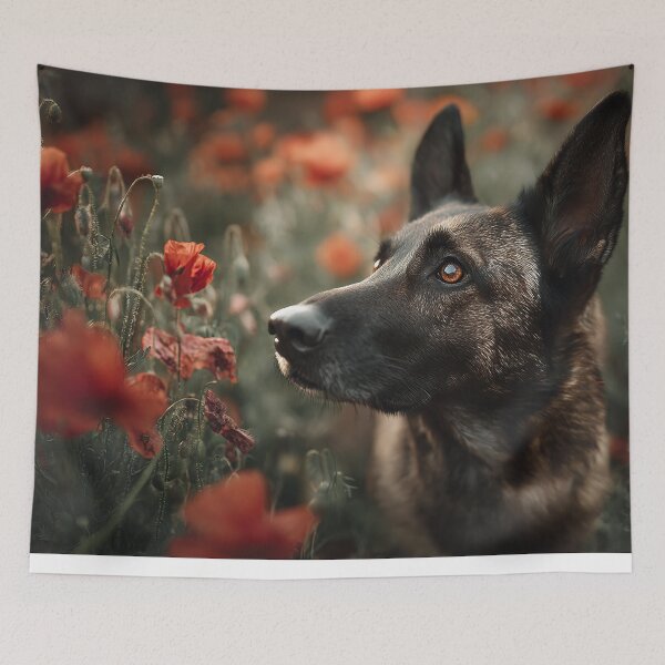 Item preview, Dogs Standing Watch in Poppies designed and sold by Skyframe Aviation.