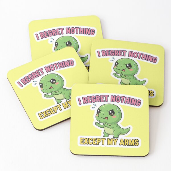 Item preview, Funny Kawaii T Rex Dinosaur Meme I Regret Nothing Except My Arms Illustration designed and sold by bvdesignart.
