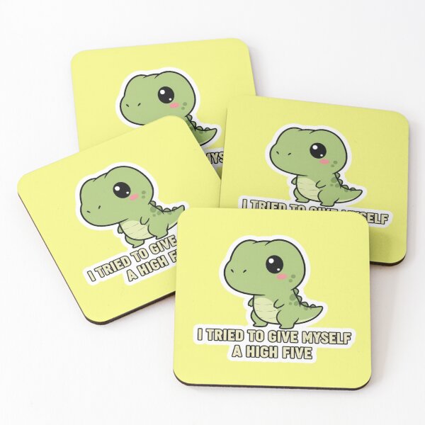 Item preview, Funny Kawaii T Rex Dinosaur Pun I Tried To Give Myself A High Five Adorable Chibi Dino Sticker designed and sold by bvdesignart.