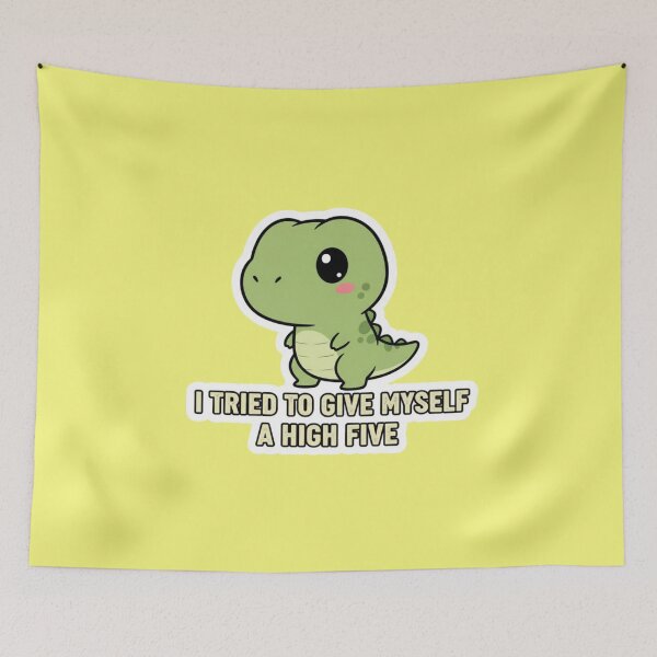 Item preview, Funny Kawaii T Rex Dinosaur Pun I Tried To Give Myself A High Five Adorable Chibi Dino Sticker designed and sold by bvdesignart.