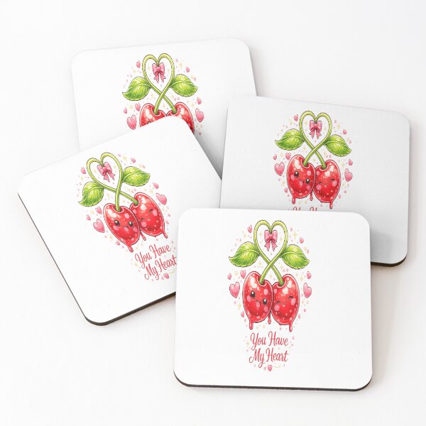 Item preview, Kawaii Cherry Love – Cute Valentine Cherries Illustration designed and sold by BlossomedGlow.