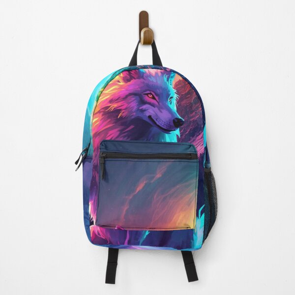 Item preview, Neon Wolf Under Cosmic Moon  designed and sold by RizziesDesign.
