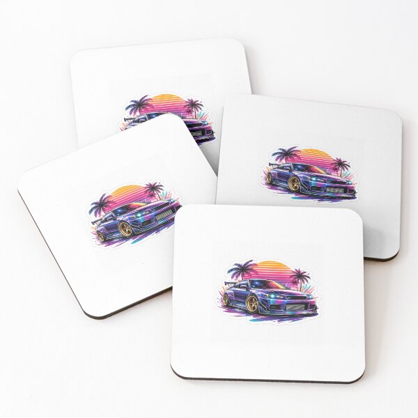 Item preview, Neon Retro Sports Car Sticker – Cool JDM Style Racing Car Illustration designed and sold by Doodlynx.