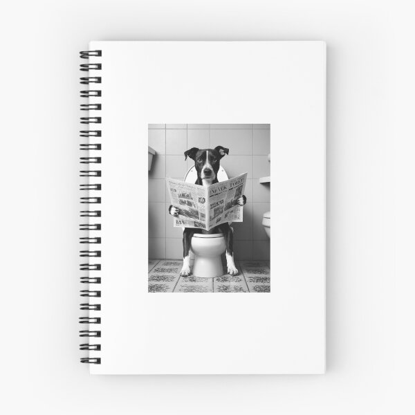 Item preview, Funny Dog Bathroom Wall Art | Dog on Toilet Reading Newspaper | Black White Humor Decor designed and sold by apixelwall.
