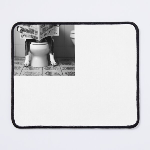 Item preview, Funny Dog Bathroom Wall Art | Dog on Toilet Reading Newspaper | Black White Humor Decor designed and sold by apixelwall.