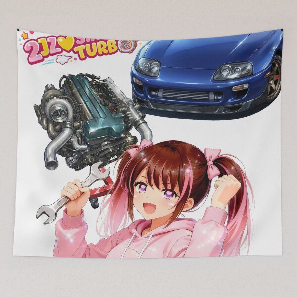 Item preview, JZA80 Supra 2JZ Single Turbo & Anime Mechanic Girl "PINK-chan" designed and sold by AKIHABARAMOTORS.