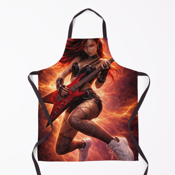 Item preview, Unchained Riff – Fiery Female Metal Guitarist Art designed and sold by lydoartgalaxy.