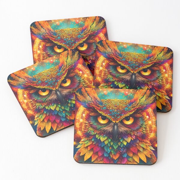 Item preview, Golden Halo Owl – Psychedelic Spectrum  designed and sold by Neer arts.