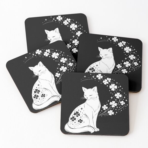 Item preview, white Irish Cat – Magical Shamrock Moon Design designed and sold by KivaroArt.