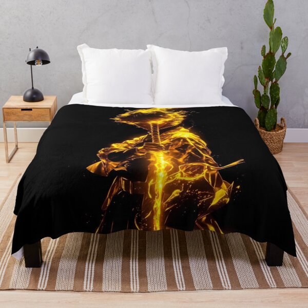 Item preview, Golden Flame Swordsman – Epic Anime Lightning Art designed and sold by Dyan4.