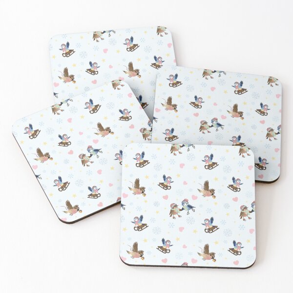 Item preview, Bird love on ice skates, winter children's design, bird with gift designed and sold by Federfaser.