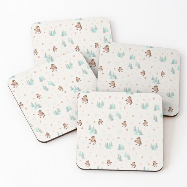 Item preview, Bird riding a sleigh, fir trees and snowflakes designed and sold by Federfaser.