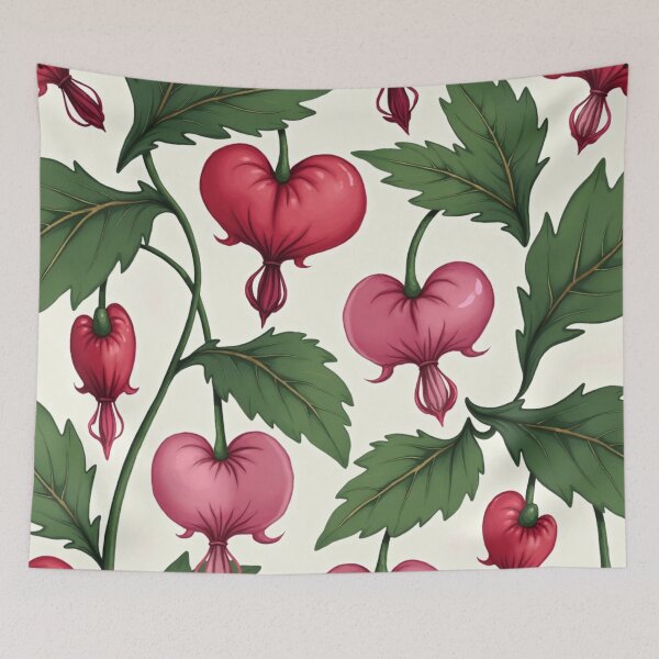 Item preview, Scarlet Heart Blossoms – Vintage Romantic Floral Pattern designed and sold by Dream Bloom Gallery.