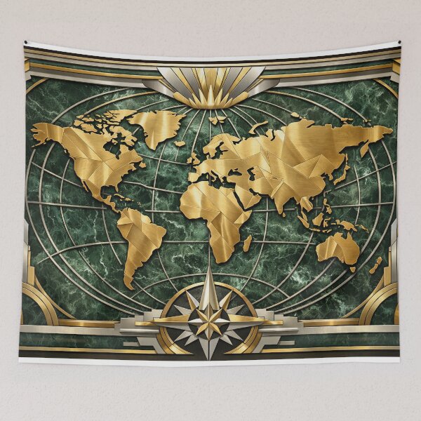 Item preview, Art Deco World Map designed and sold by Ailaethia.