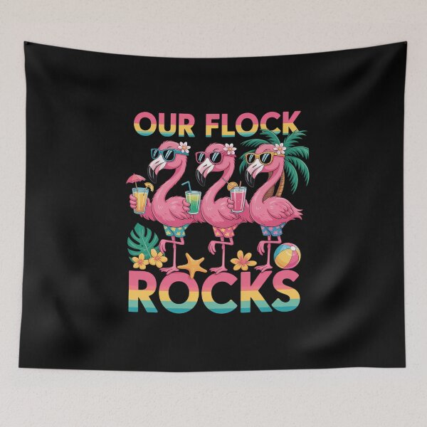 Item preview, Our Flock Rocks Flamingo Summer Vacation Family designed and sold by comptorasunfia.