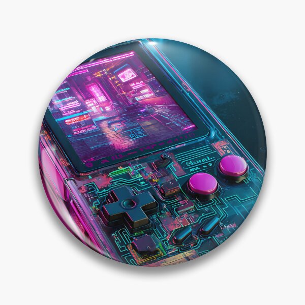 Item preview, Cyberpunk Retro Handheld Console – Neon Vaporwave Gaming Art designed and sold by etuvibes.
