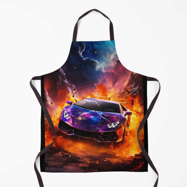 Item preview, Fiery Purple Supercar Exploding Through Volcanic Mountain Flame Storm designed and sold by RevUpDesign.
