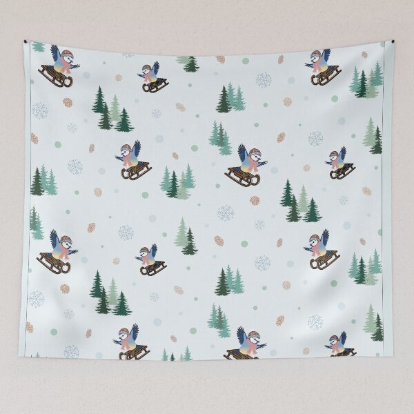 Item preview, Birds on sleds with fir trees and pine cones designed and sold by Federfaser.
