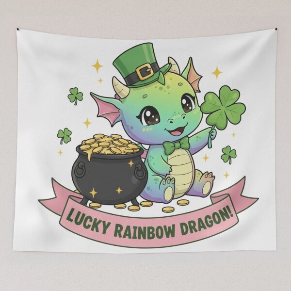 Item preview, Adorable Kawaii St. Patrick's Day - Lucky Dragon, Panda & Cats designed and sold by arup7980.