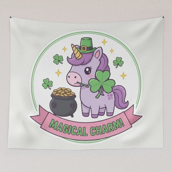 Item preview, Kawaii Magical Charm St. Patrick's Day - Lucky Dragon & Unicorn designed and sold by arup7980.