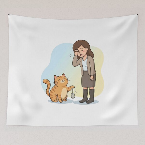 Item preview, Funny Cat Holding Computer Mouse Office Meme designed and sold by Fenay Designs.