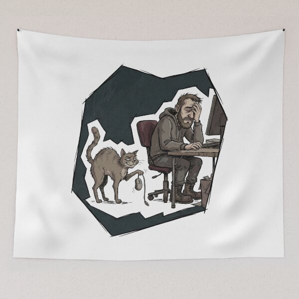 Item preview, Funny Cat Stealing Mouse Office Humor Work Meme designed and sold by Fenay Designs.