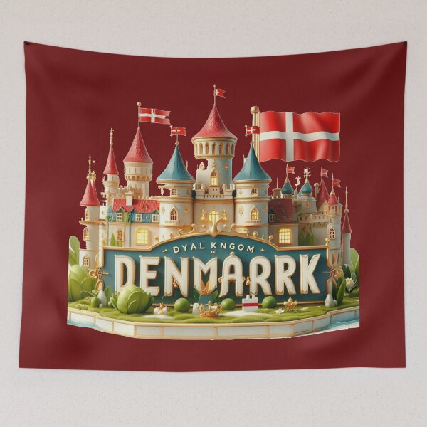 Item preview, Royal Kingdom of Denmark – Fairytale Nordic Palace Style Label with Danish Flag , designed and sold by PaintMeWorld.