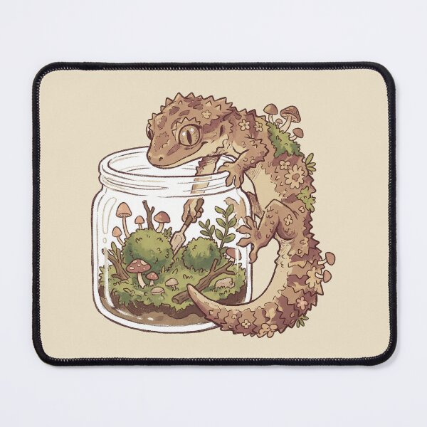 Item preview, Terrarium Gecko Gardening In A Jar, Whimsical Cottagecore Crested Lizard With Mushrooms designed and sold by Magnificent Lizard.