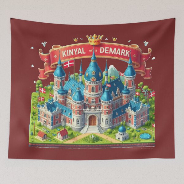 Item preview, Royal Kingdom of Denmark – Fairytale Nordic Palace Style Label with Danish Flag , designed and sold by PaintMeWorld.