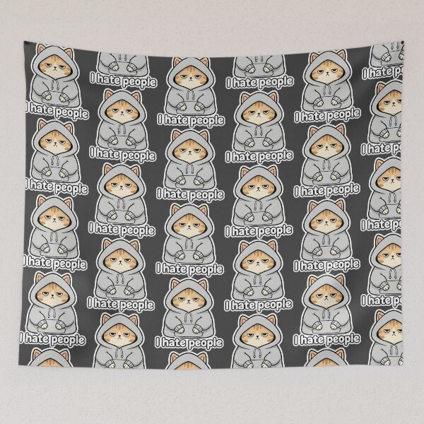 Item preview, Grumpy Hoodie Cat - I Hate People | Introverted Sarcasm Cat designed and sold by Fuechse.