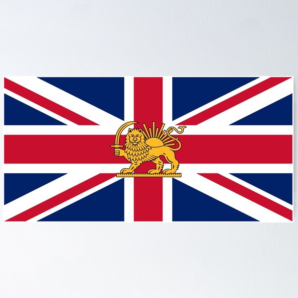 Item preview, British–Iranian Heritage Flag | Lion and Sun Meets the Union Jack designed and sold by FlagX.