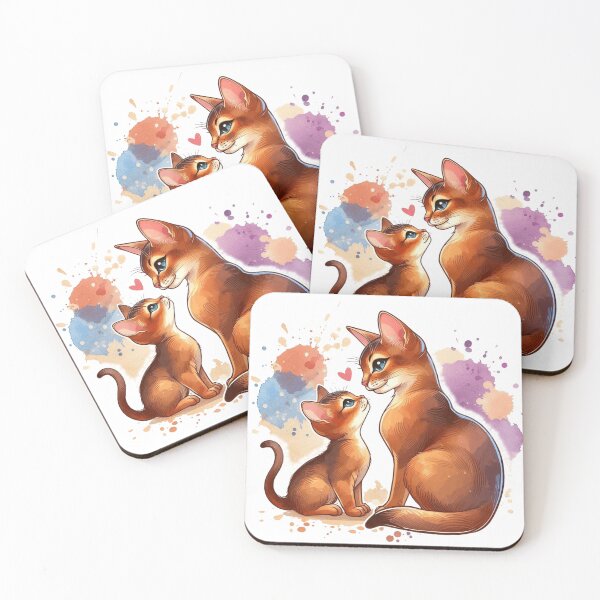 Item preview, Cute Watercolor Ginger Cat Mom and Kitten designed and sold by BigBlueArt.