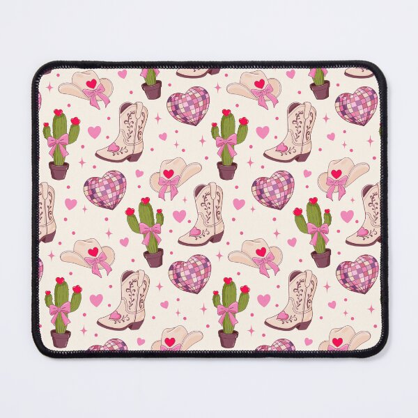 Item preview, Cowgirl Valentine Seamless Pattern – Pink Western Hearts, Boots & Cactus designed and sold by Sunnyneststudio.