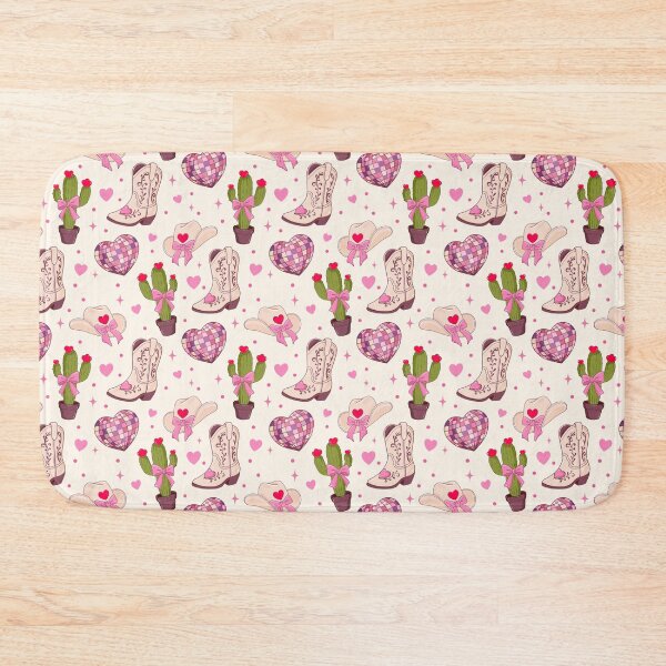 Item preview, Cowgirl Valentine Seamless Pattern – Pink Western Hearts, Boots & Cactus designed and sold by Sunnyneststudio.