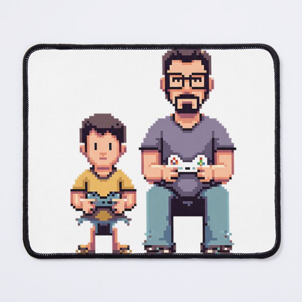 Artikelvorschau, Gamer-Familien-Pixel-Art | Retro-Gaming-Design für Vater und Kind entworfen und verkauft von etuvibes.