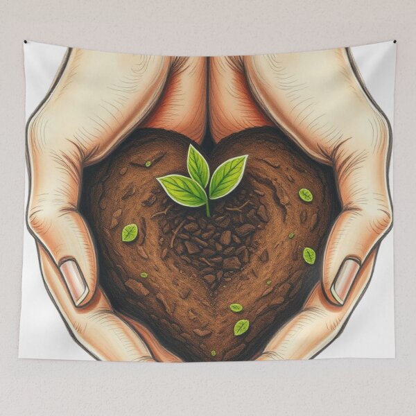 Item preview, Nurture Your Growth - Heart Soil & Sprout Botanical Illustration designed and sold by HappySproutArt.