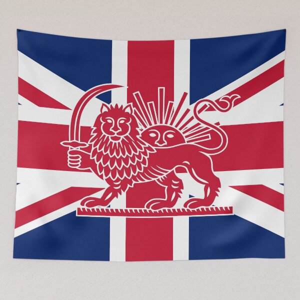 Item preview, British–Iranian Heritage Flag | Lion and Sun Meets the Union Jack designed and sold by FlagX.