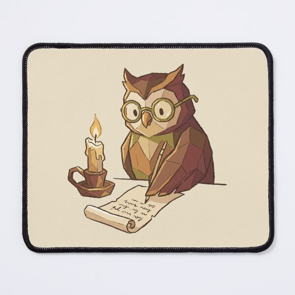 Item preview, Poetry Writing Owl, Studious Bird Author with Candle and Quill, Geometric Low Poly Art designed and sold by Magnificent Lizard.