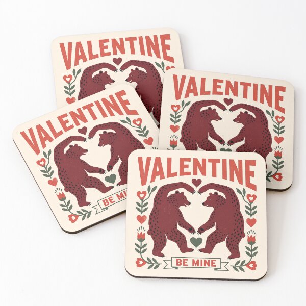 Item preview, Vintage Dancing Bears Be Mine Valentine Folk Art designed and sold by zzz888.