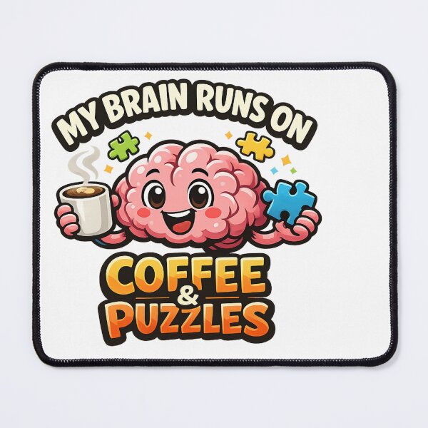 Item preview, My brain runs on coffee and puzzles designed and sold by tSpins.
