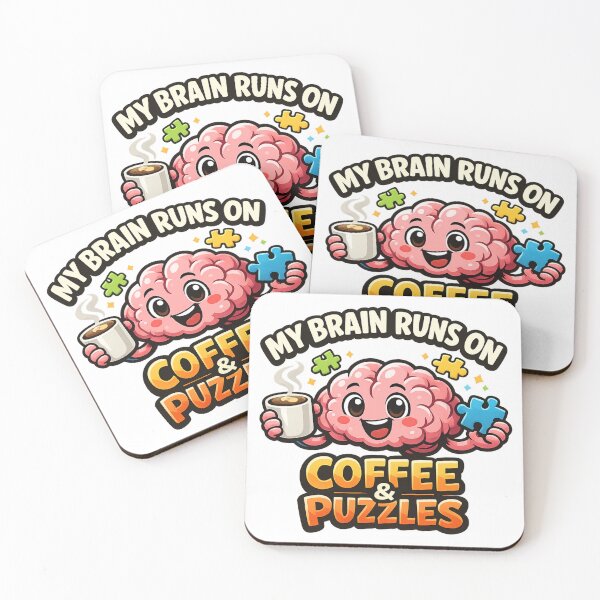Item preview, My brain runs on coffee and puzzles designed and sold by tSpins.