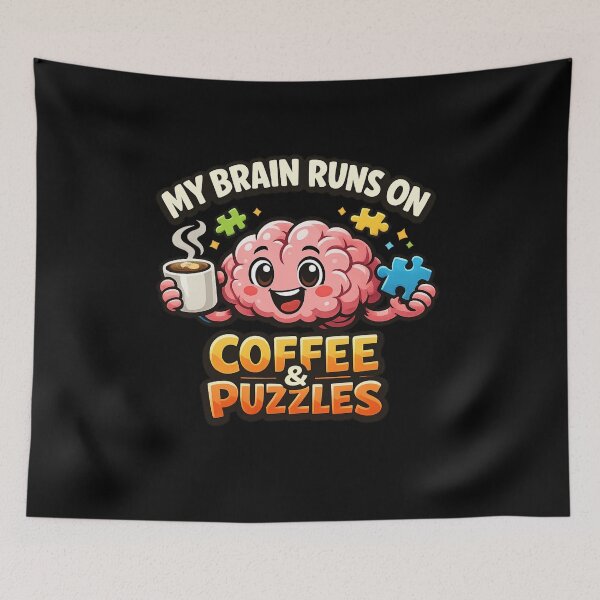 Item preview, My brain runs on coffee and puzzles designed and sold by tSpins.