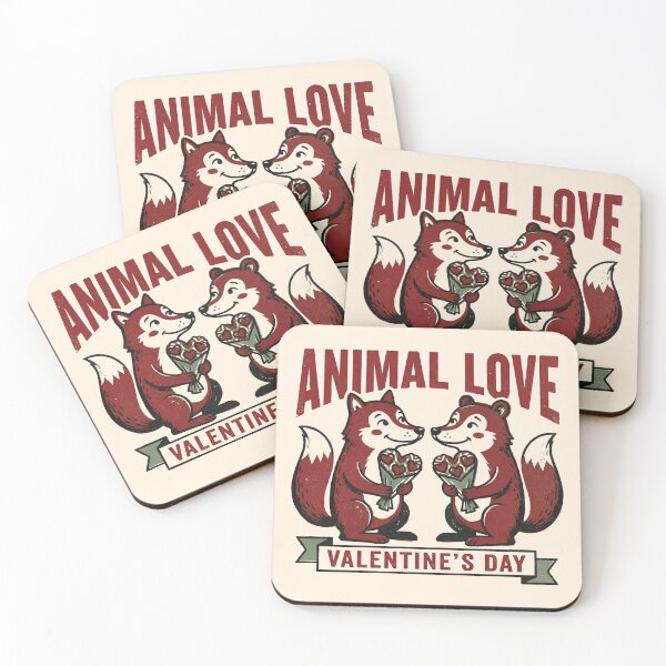 Item preview, Vintage Folk Art Animal Love Foxes designed and sold by zzz888.