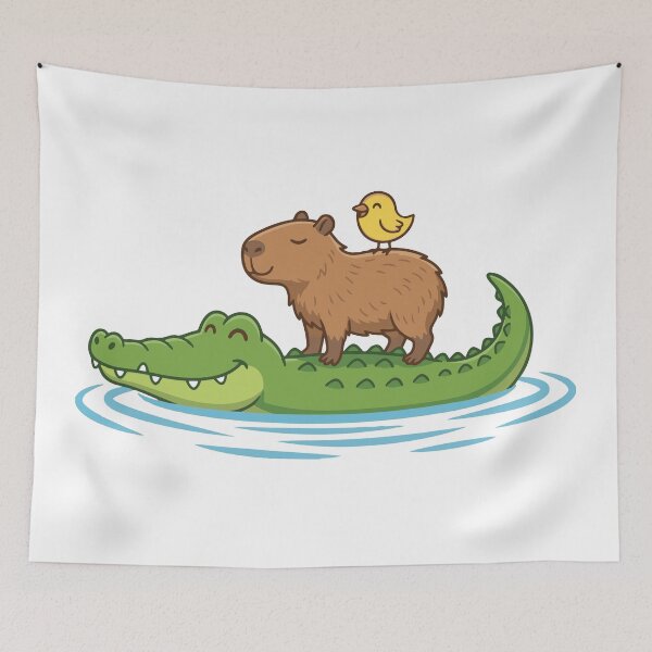 Item preview, Friend Shaped Capybara Riding Alligator designed and sold by Petzzz.