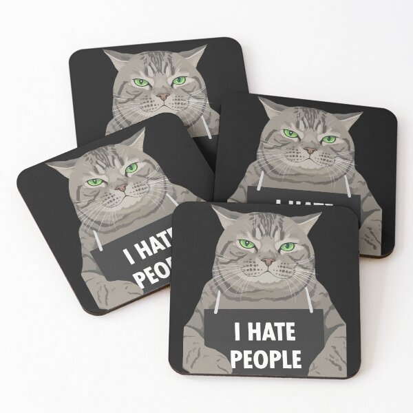 Item preview, I Hate People Funny Cat Quote designed and sold by deathanarchy.