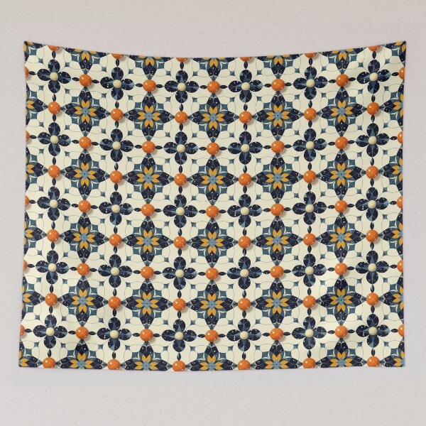 Item preview, Floral pattern, orange-blue designed and sold by In-Spirit24.