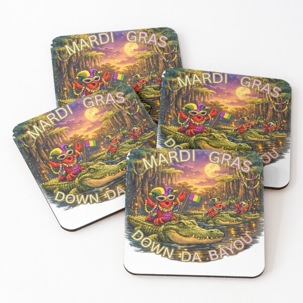 Item preview, Mardi Gras Down Da Bayou – Crawfish & Gator Parade Louisiana Art designed and sold by lineandlegacy.