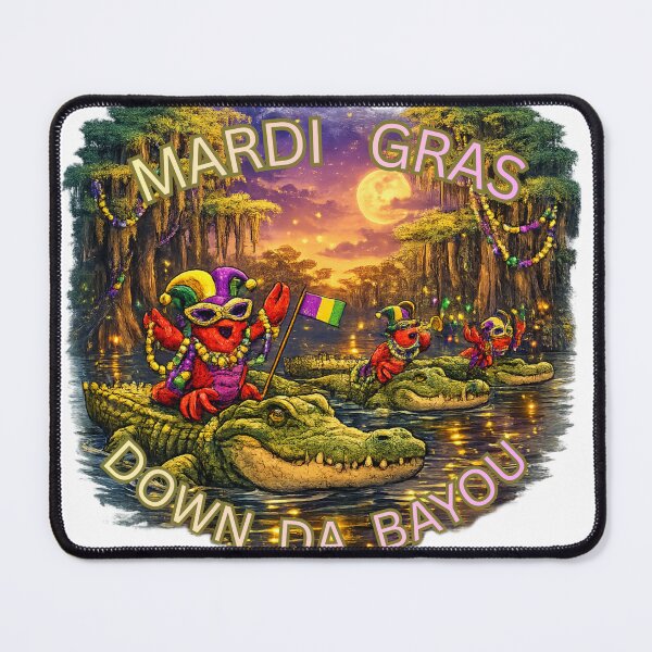 Item preview, Mardi Gras Down Da Bayou – Crawfish & Gator Parade Louisiana Art designed and sold by lineandlegacy.
