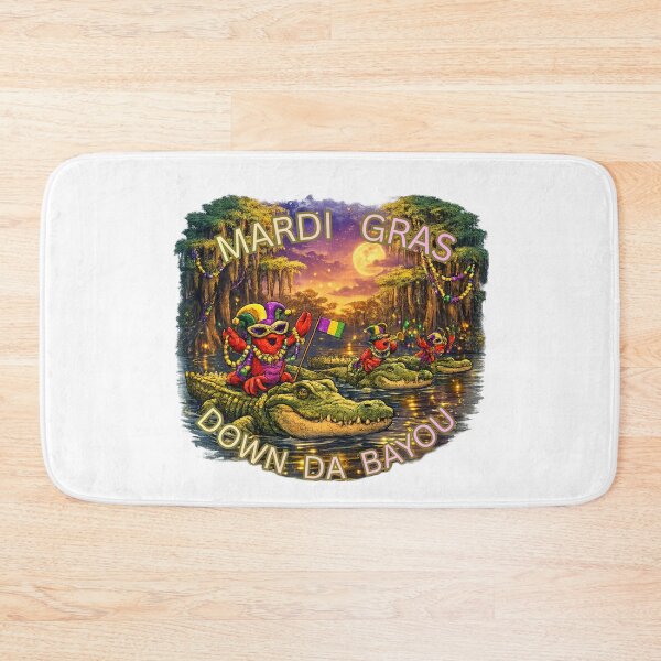 Item preview, Mardi Gras Down Da Bayou – Crawfish & Gator Parade Louisiana Art designed and sold by lineandlegacy.