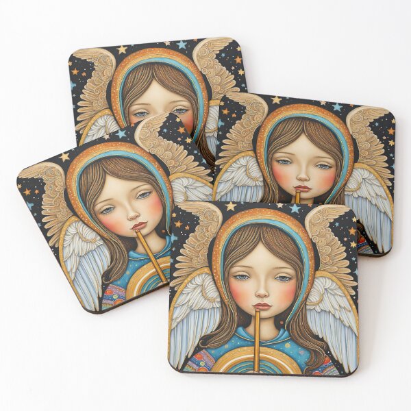 Item preview, Angel with wings wearing a hoodie Playing a Flute designed and sold by Colin Bentham.